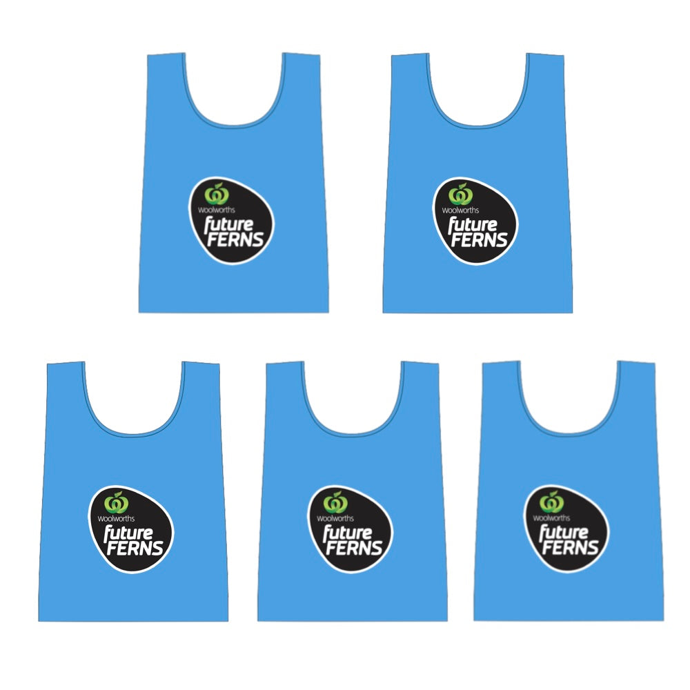 front - blue netball bibs