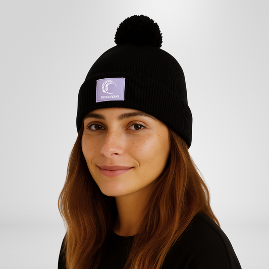 Patch Pom Pom Beanie