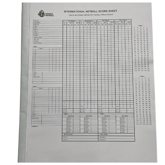 Netball Score Sheet Example Netball Score Sheet Example